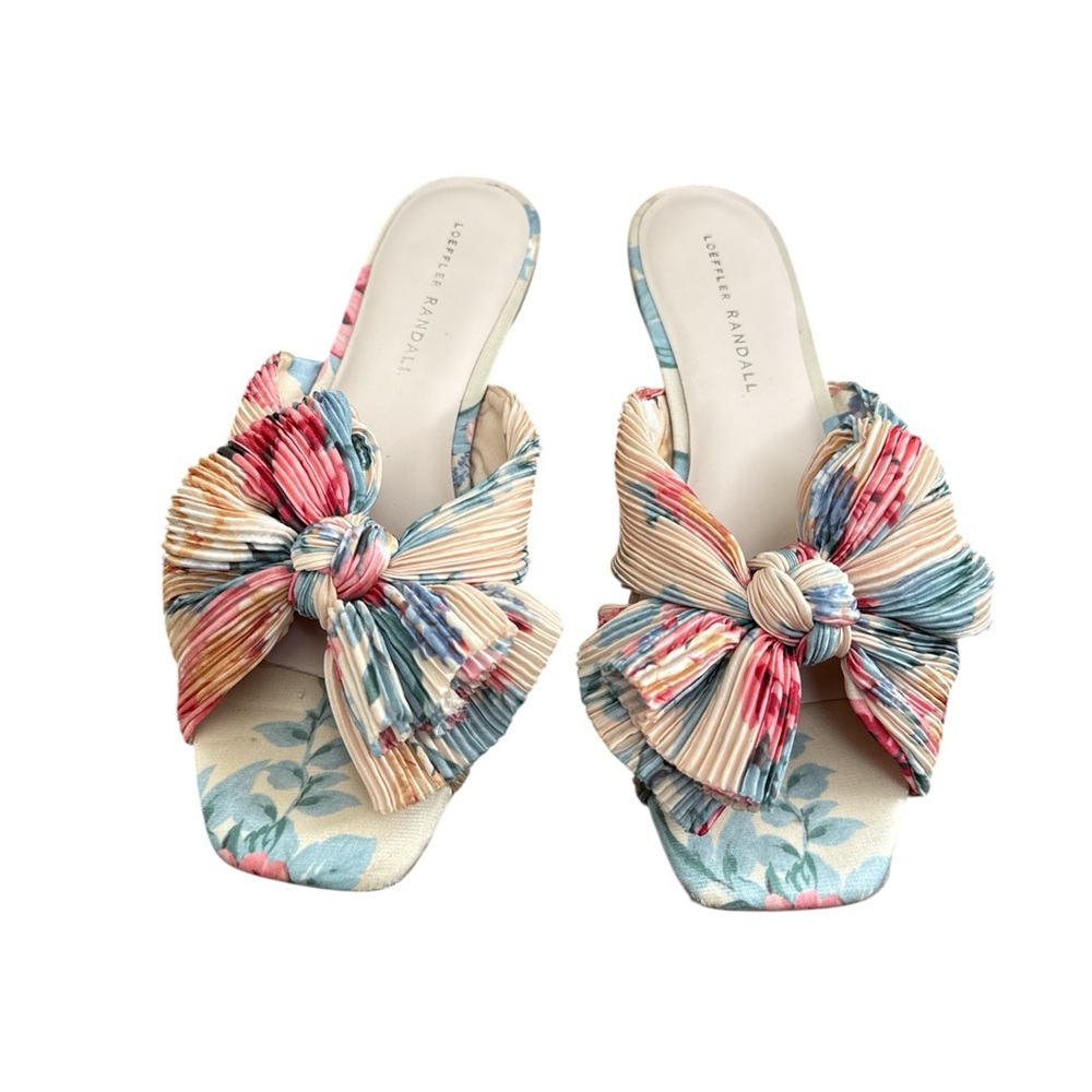 Loeffler Randal Bow Flat Sandals Size 7.5